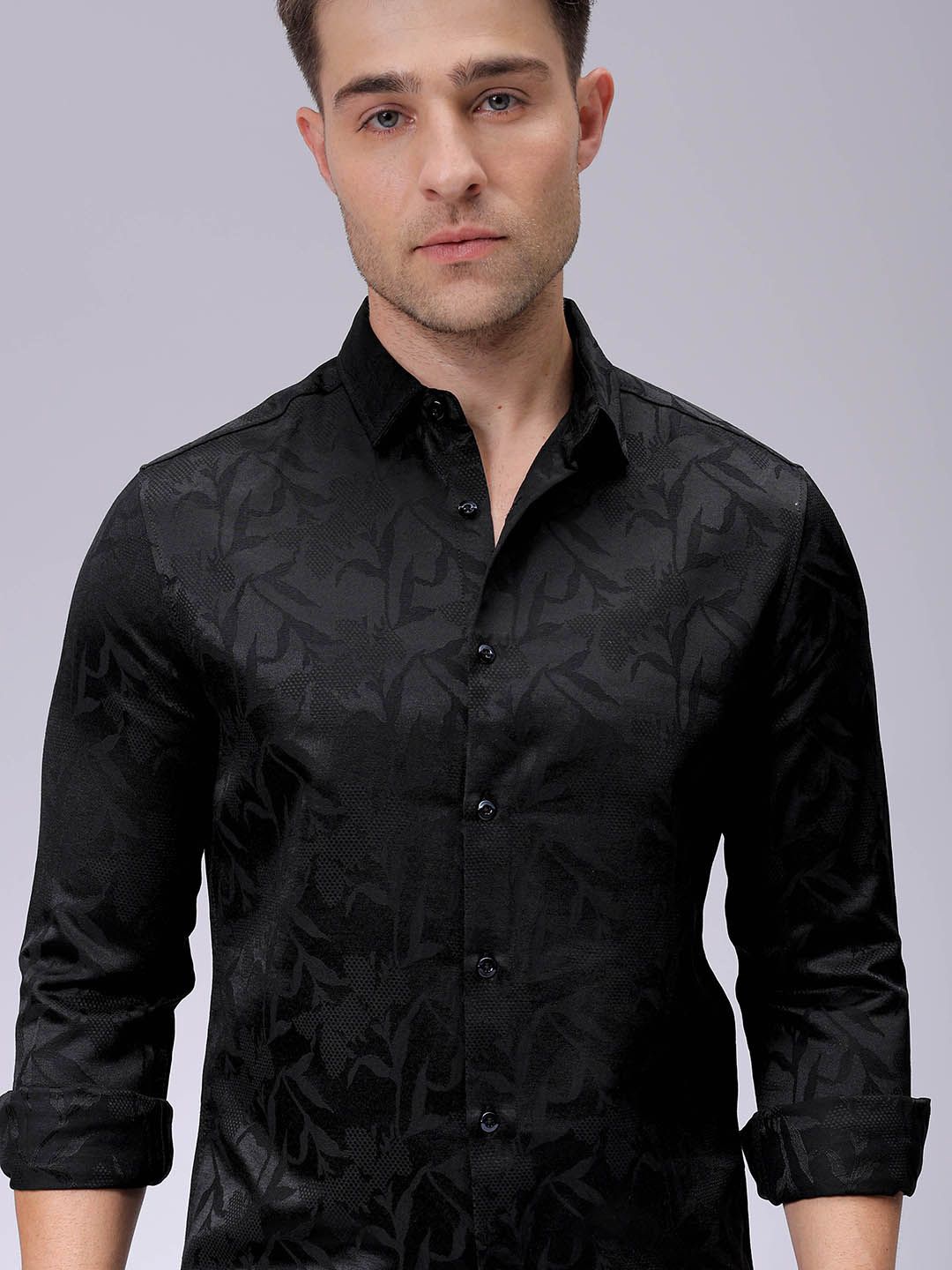 

The Indian Garage Co Men Slim Fit Opaque Party Shirt, Black