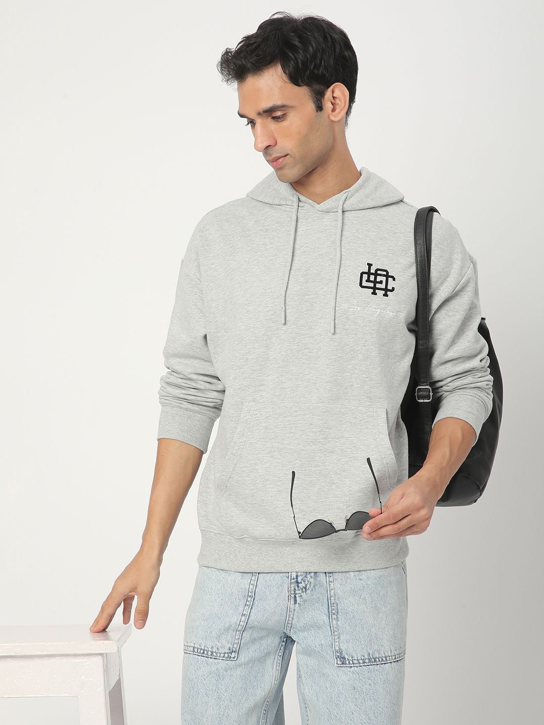 

R&B Men Long Sleeves Hooded Sweatshirt, Grey