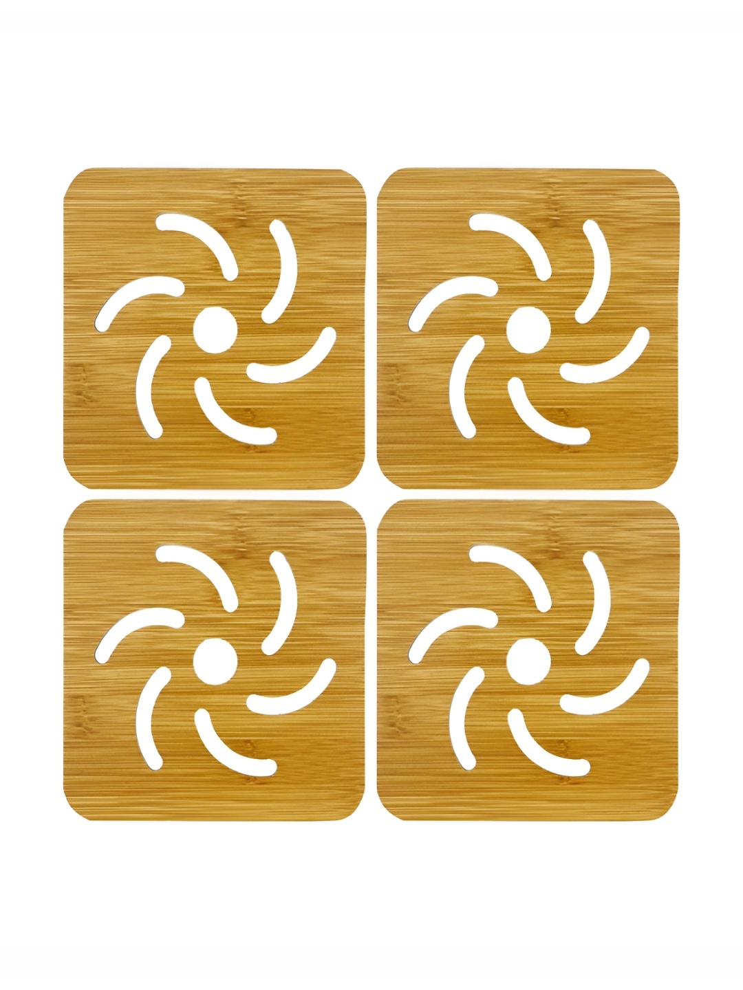 

HOKIPO 4Pcs Brown Textured Bamboo Square Coasters