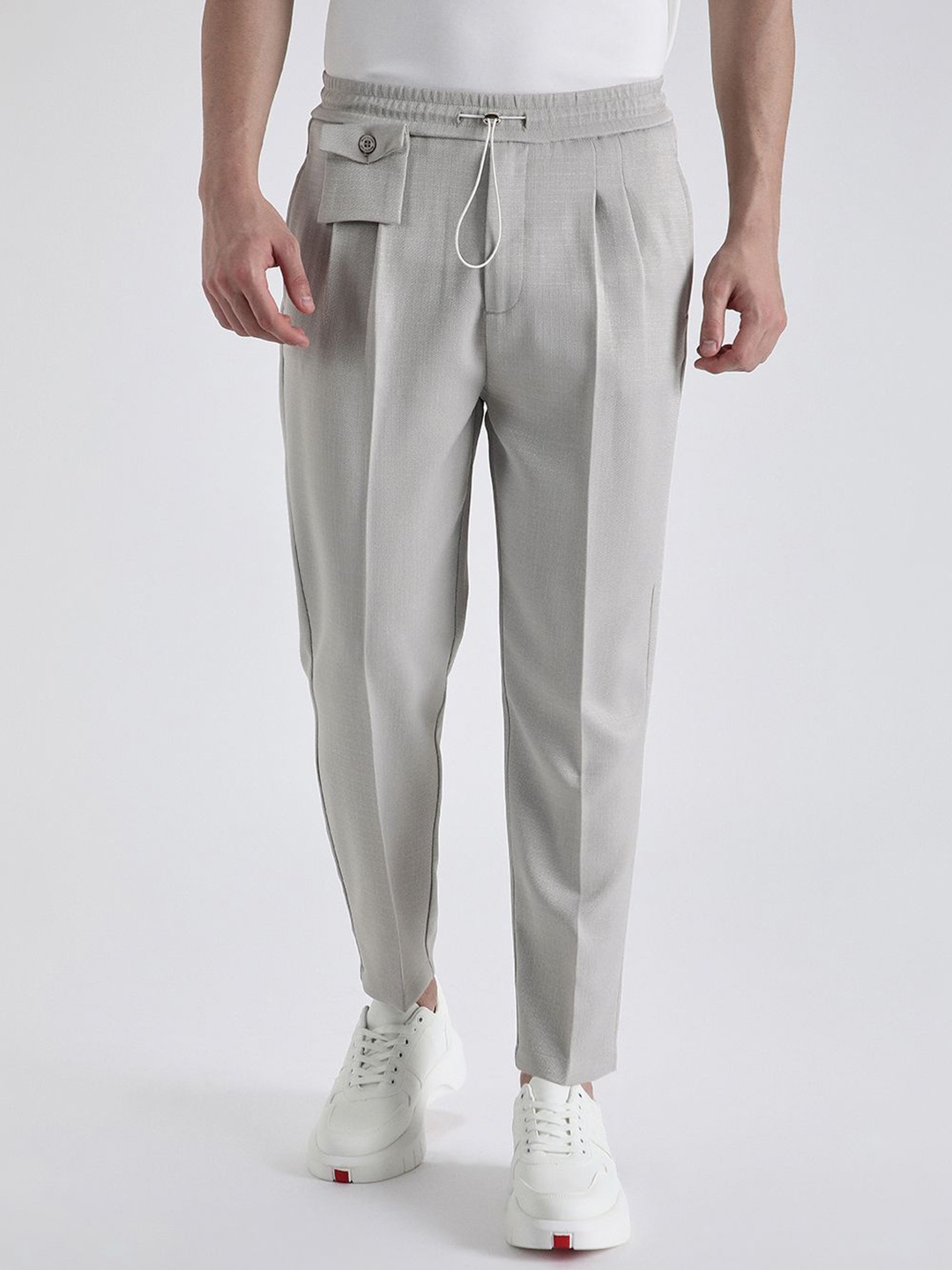 

Banana Club Men Relaxed Pleated Korean Trousers, Grey