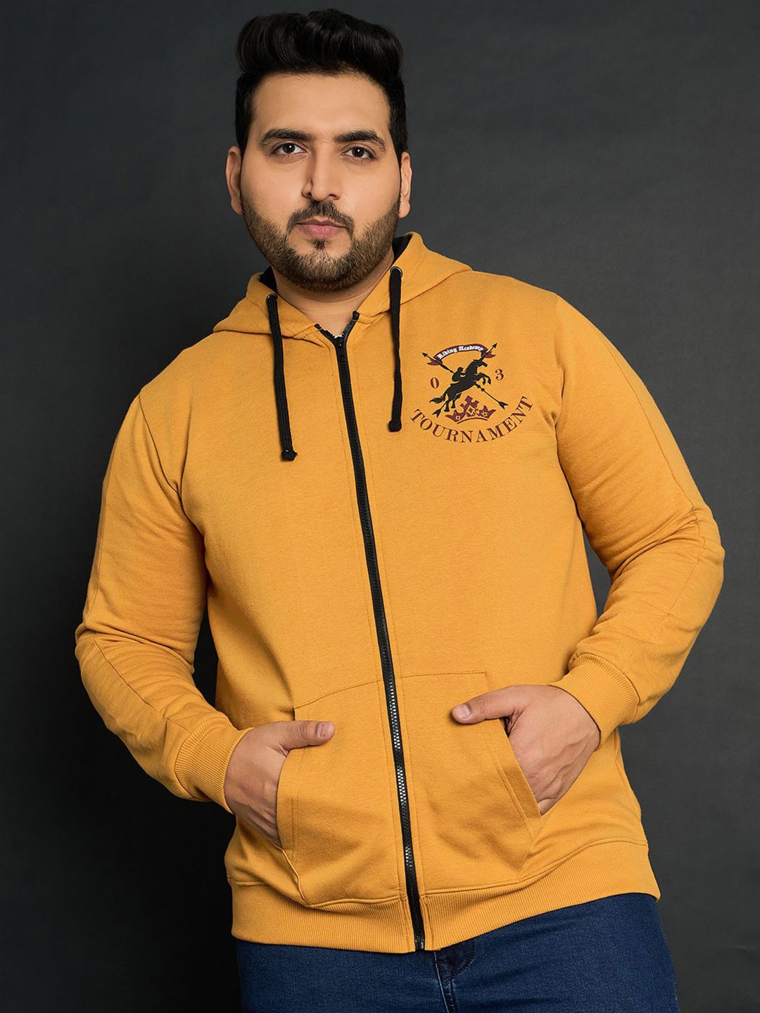 

bigbanana Men Plus Size Hooded Sweatshirt, Mustard