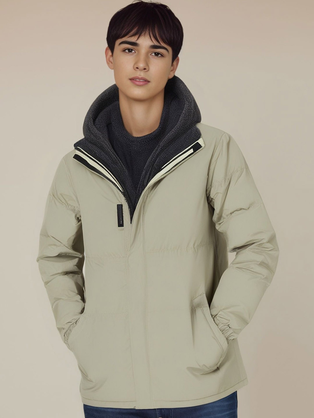 

StyleCast x Revolte Men Parka Jacket, Beige