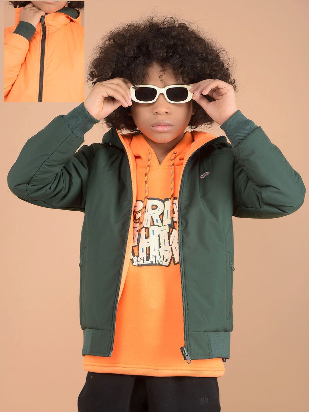 

Crimsoune Club Boys Reversible Hooded Bomber Jacket, Green