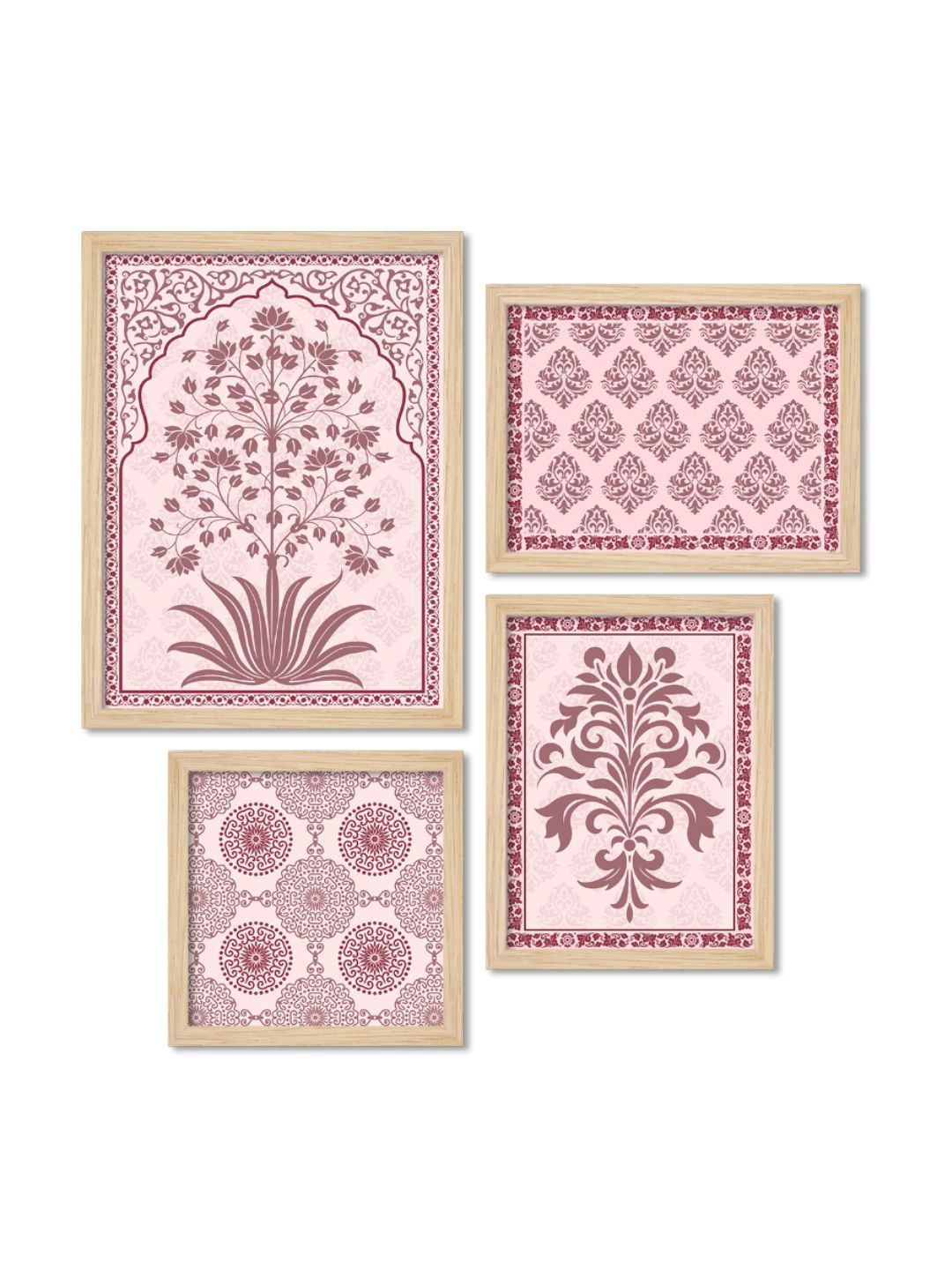 

ArtVibes Pink & Beige 4 Pieces Printed Wooden Wall Arts