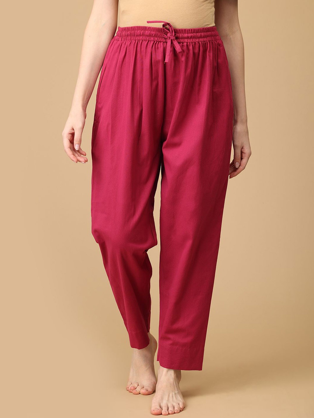 

The Mom Store Women Pure Cotton Lounge Pants, Magenta