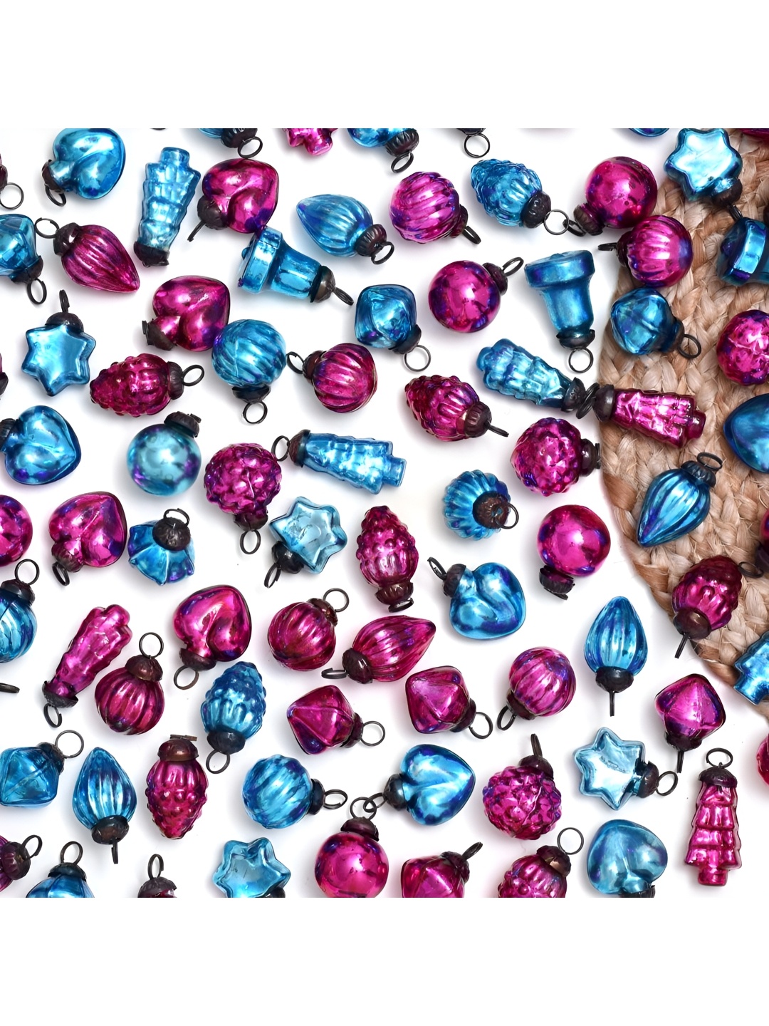 

Indianshelf 25-Pcs Blue & Pink Glossy Glass Christmas Tree Decoration