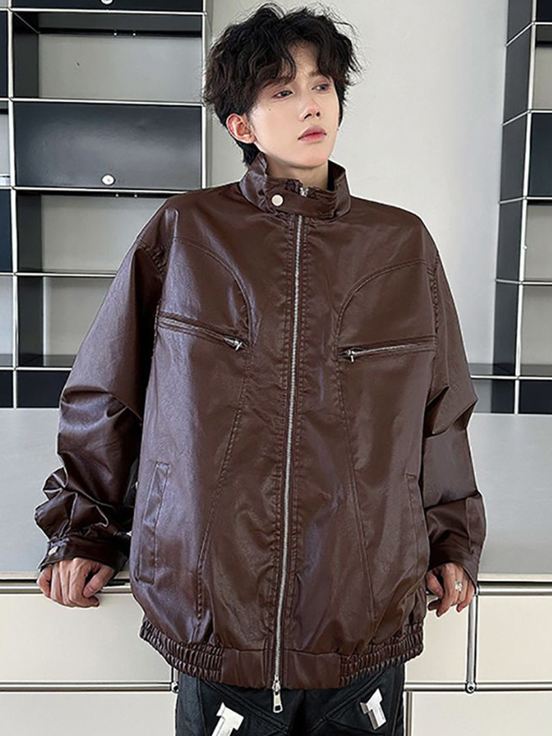

StyleCast x Revolte Men Lightweight Open Front Jacket, Brown