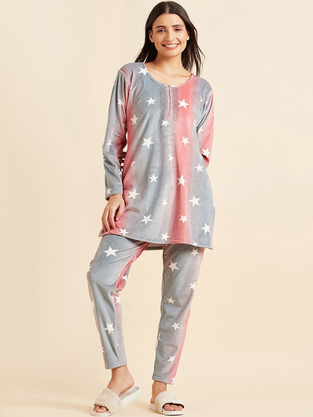 

Sweet Dreams Women Conversational Printed Night suit, Grey