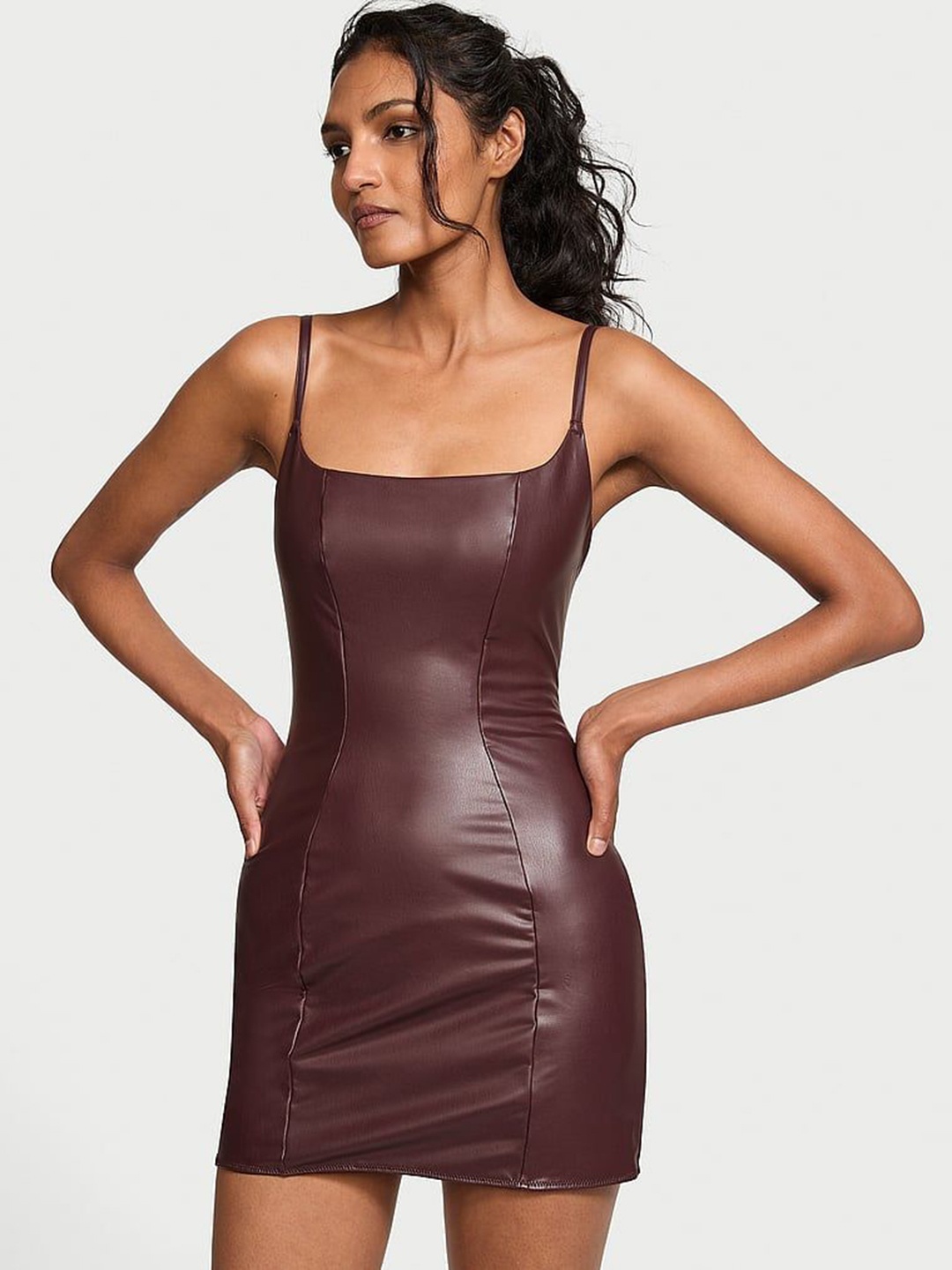 

Victoria's Secret Women Shoulder Straps Sheath Mini Dress, Brown