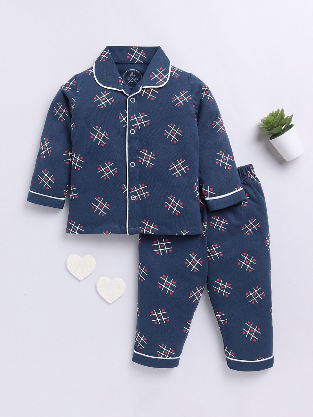 

Clt.s Kids Pure Cotton Conversational Printed Night suit, Blue