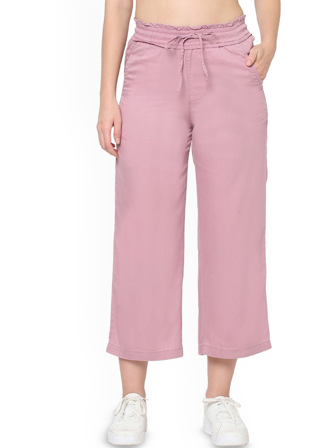 

Kraus Jeans Women Loose Fit High-Rise Culottes Trousers, Pink