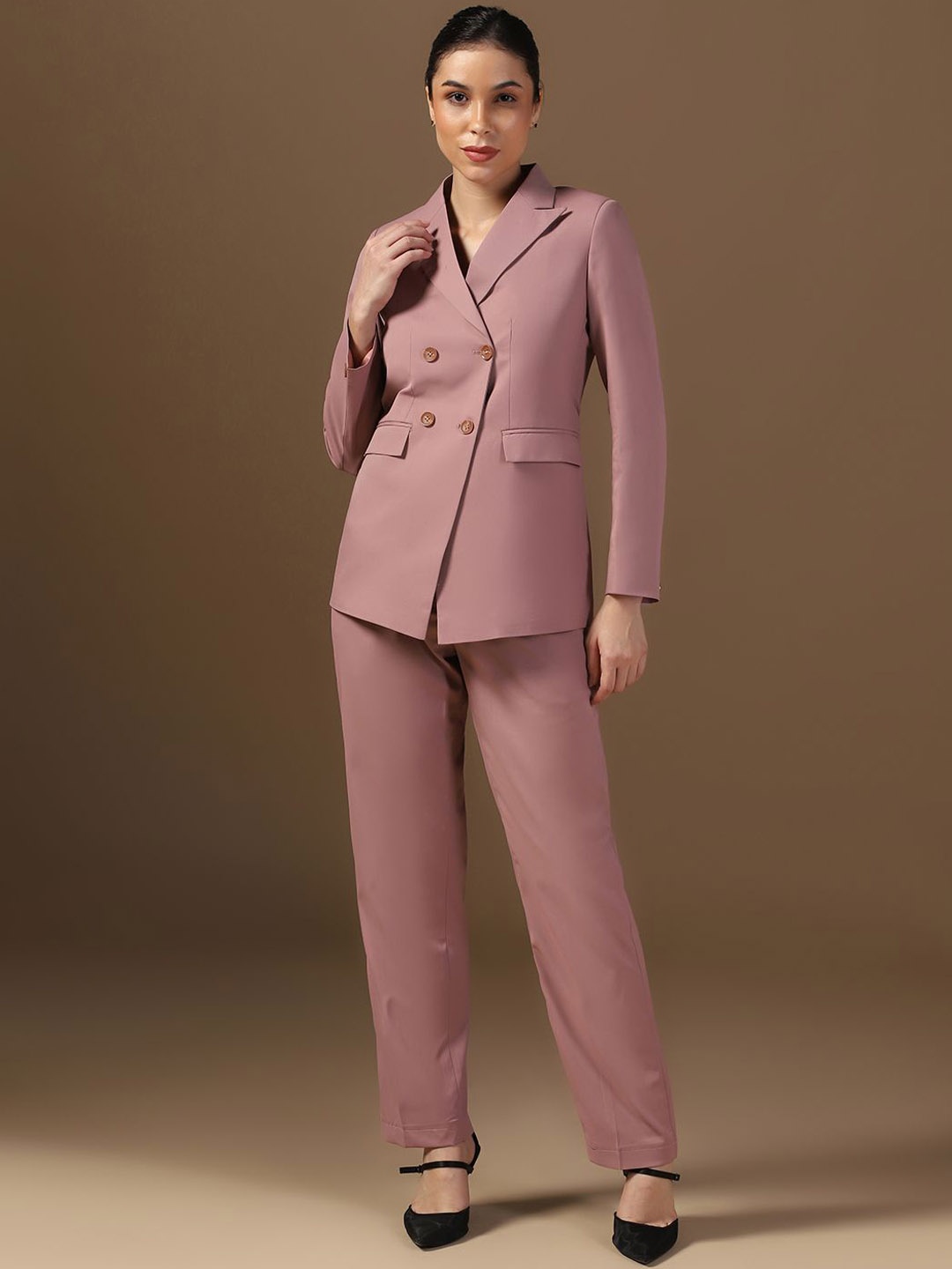

TAHVO Women Double-Breasted Two-Piece Suit, Rose