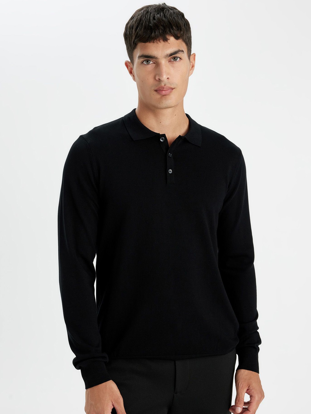 

DeFacto Men Round Neck Pullover Sweaters, Black