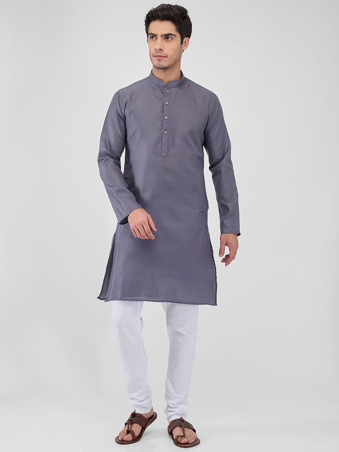 

Mmore Men Regular Kurta with Churidar, Grey