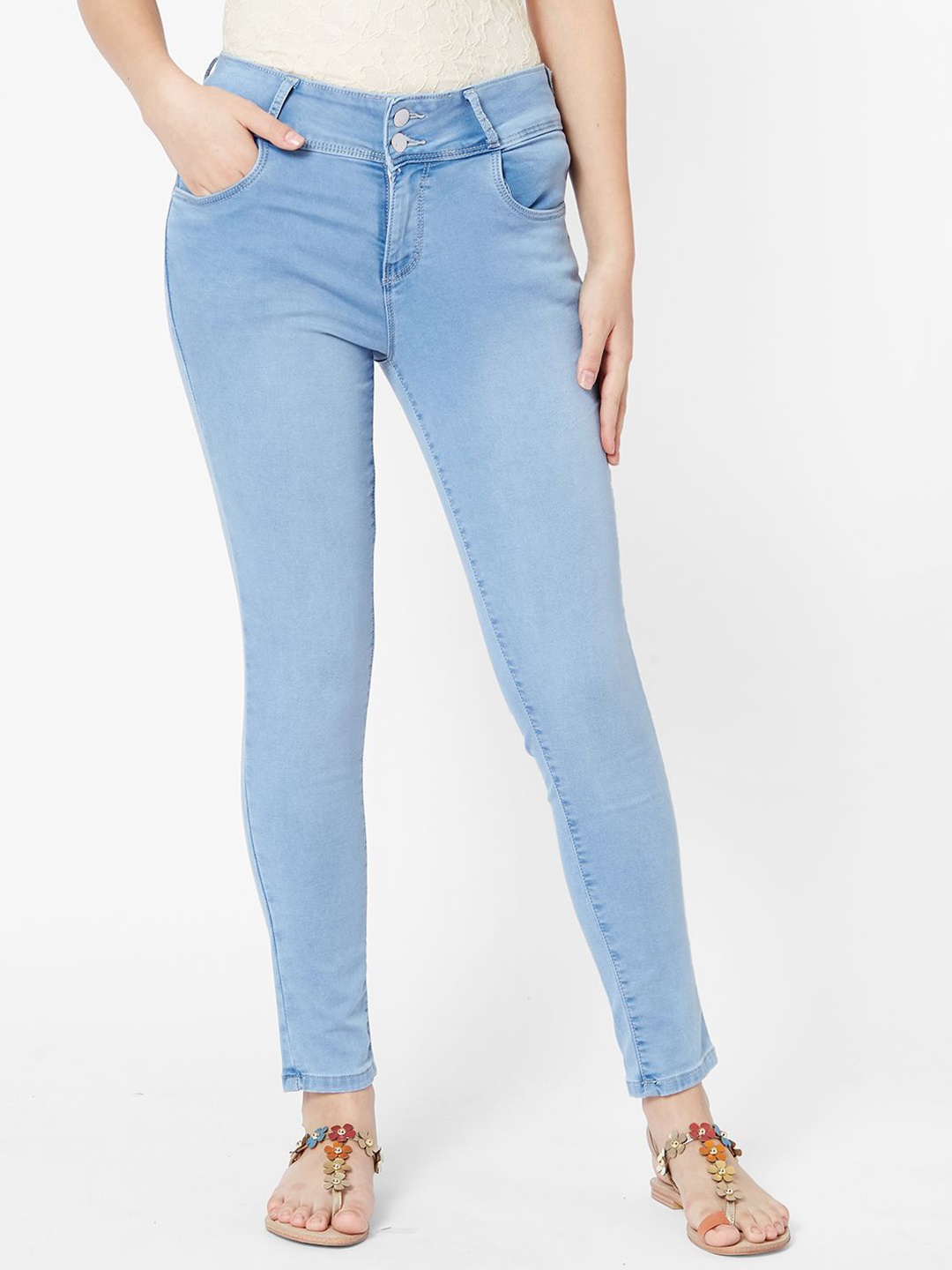 

Kraus Jeans Women Skinny Fit High-Rise Light Fade Jeans, Blue