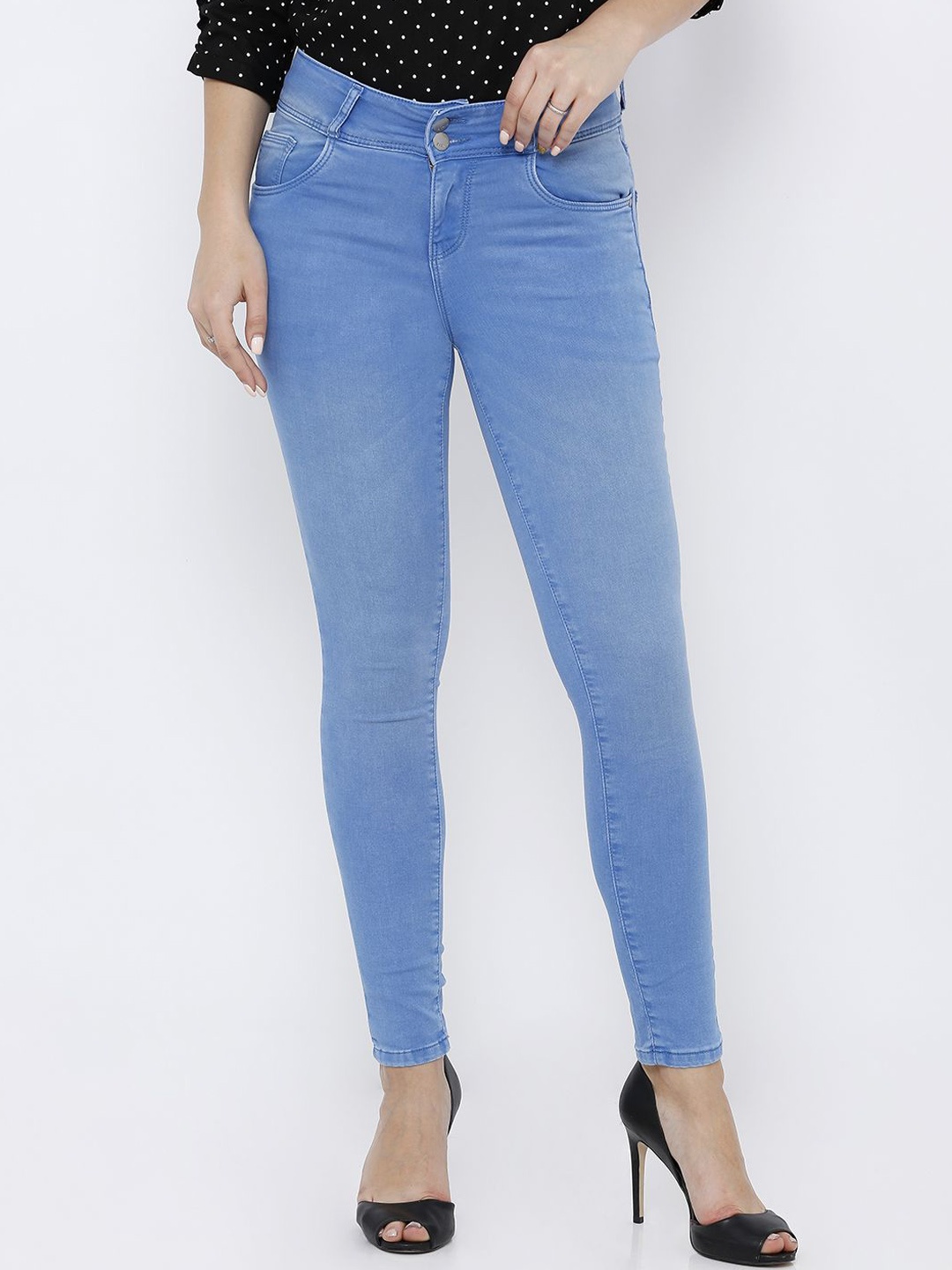 

Kraus Jeans Women Skinny Fit High-Rise Light Fade Jeans, Blue