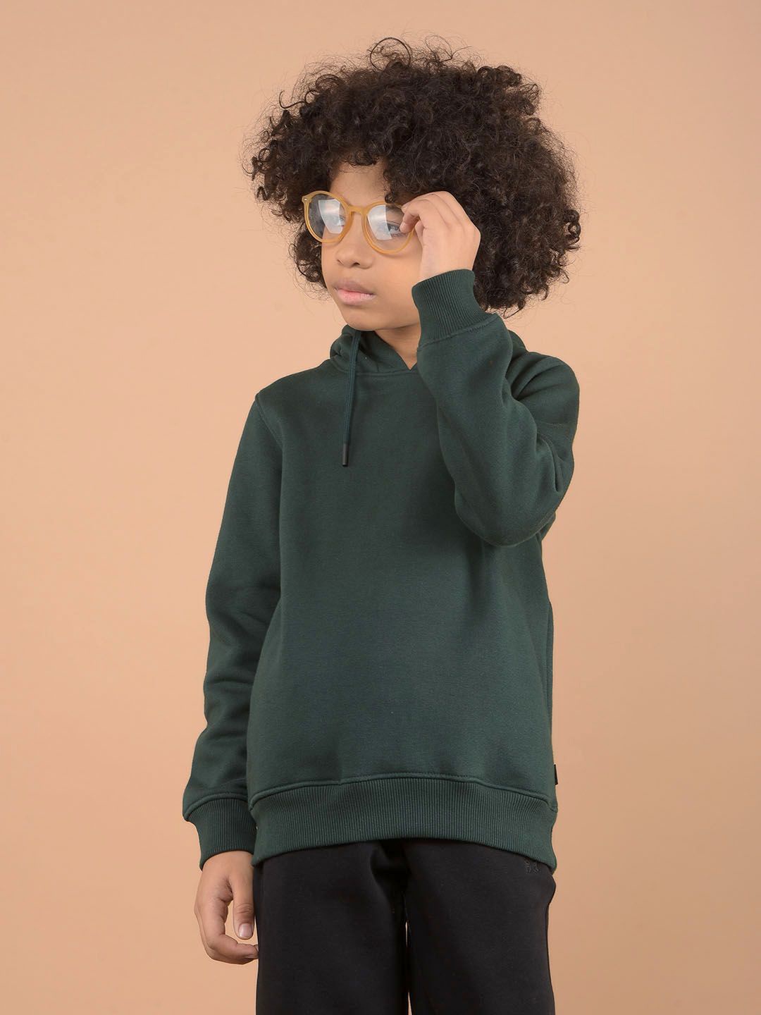 

Crimsoune Club Boys Printed Hooded Sweatshirt, Green