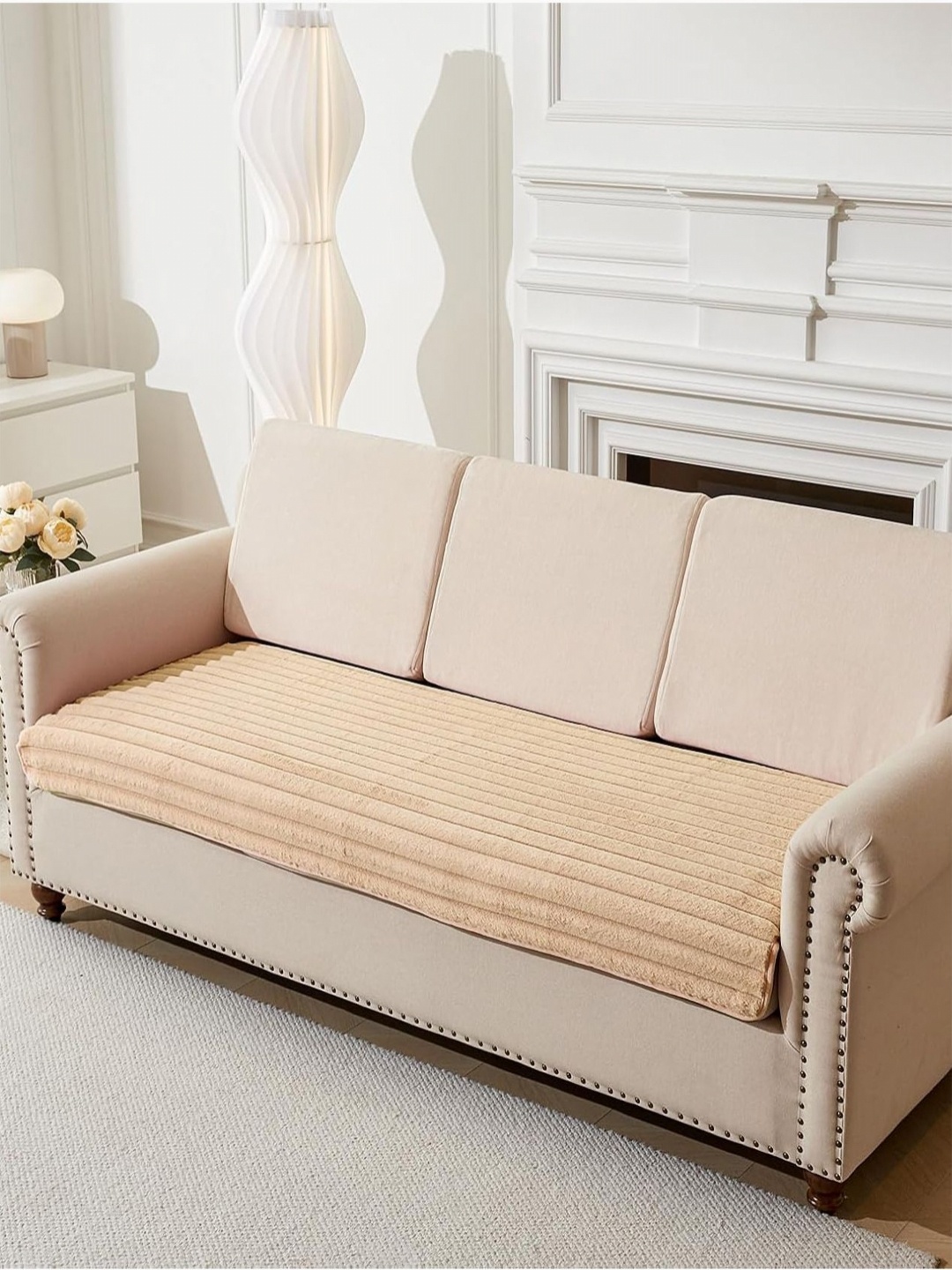 

HOUSE OF QUIRK Beige Solid Other 1 Piece Sofa Cover
