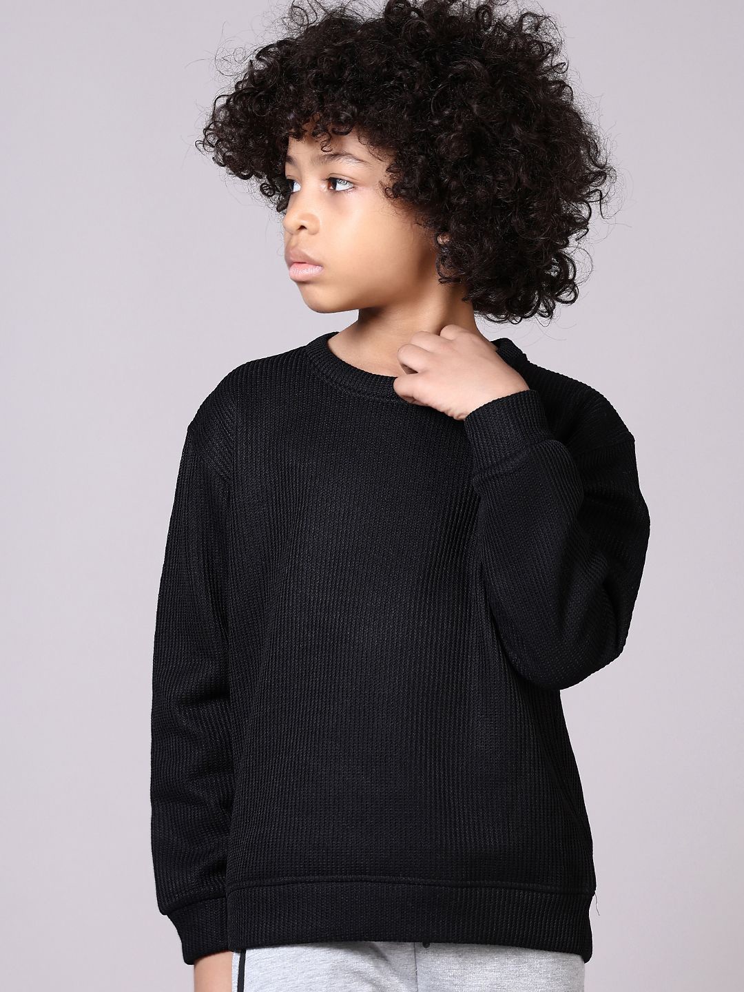 

V-Mart Boys Cotton Round Neck Long Sleeves Pullover Sweatshirt, Black