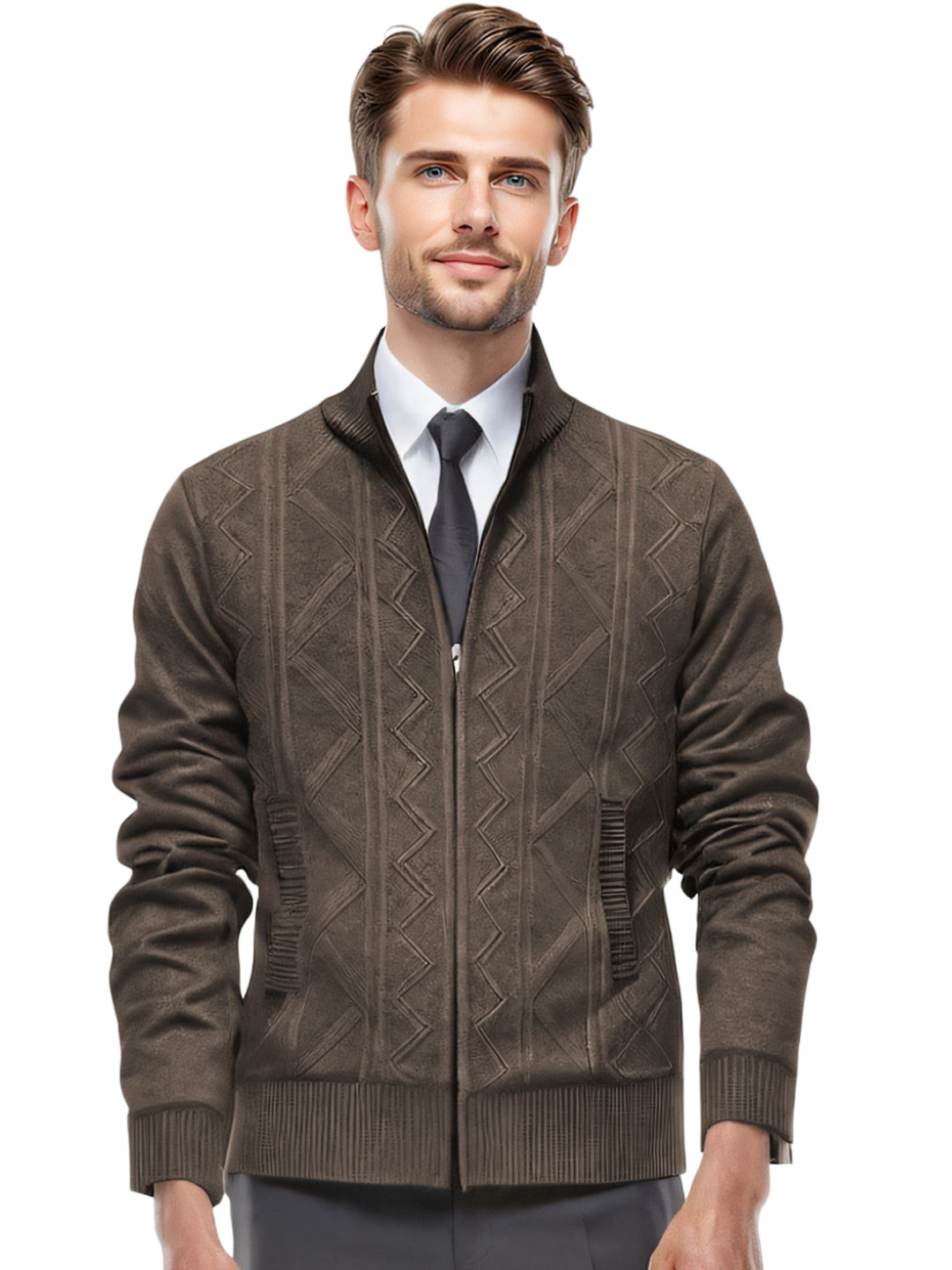 

StyleCast x Revolte Men Lightweight Open Front Jacket, Coffee brown