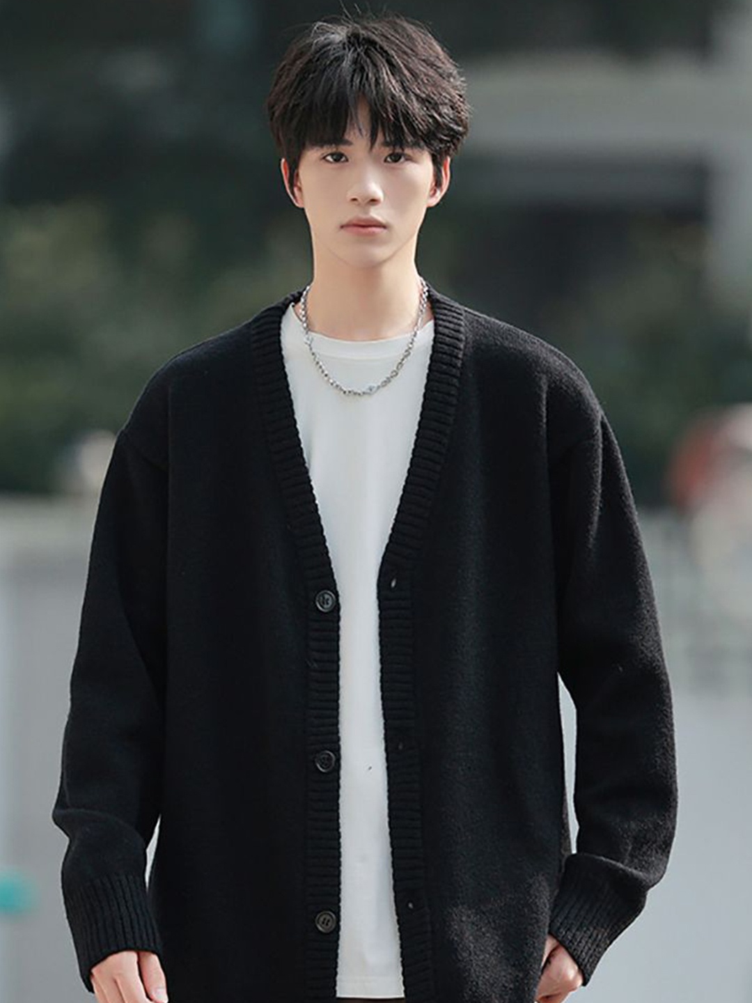 

StyleCast x Revolte Solid Open Front Oversized Cardigan, Black