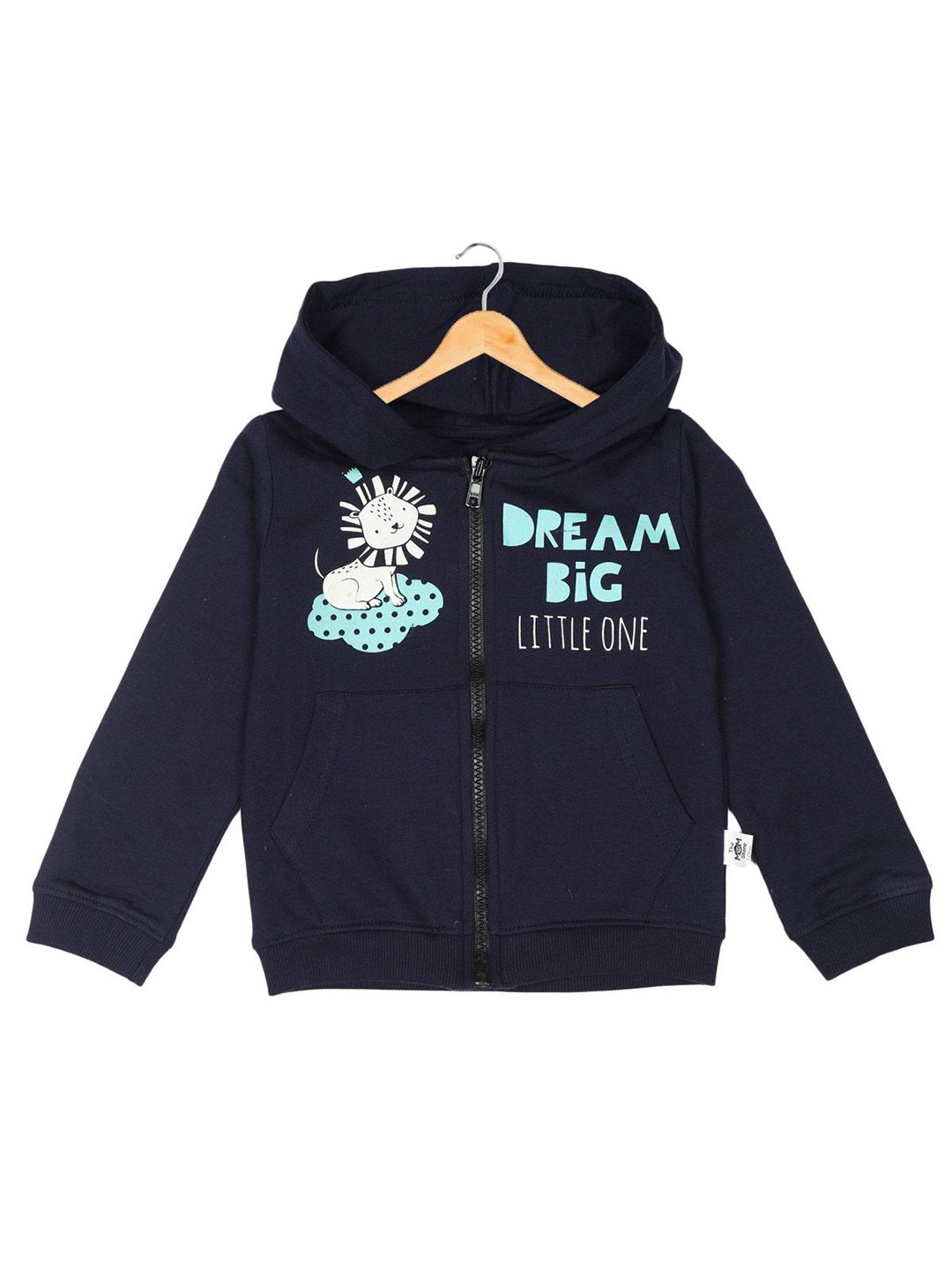 

The Mom Store Kids Typography Printed Cotton Hooded Sweatshirt, Navy blue