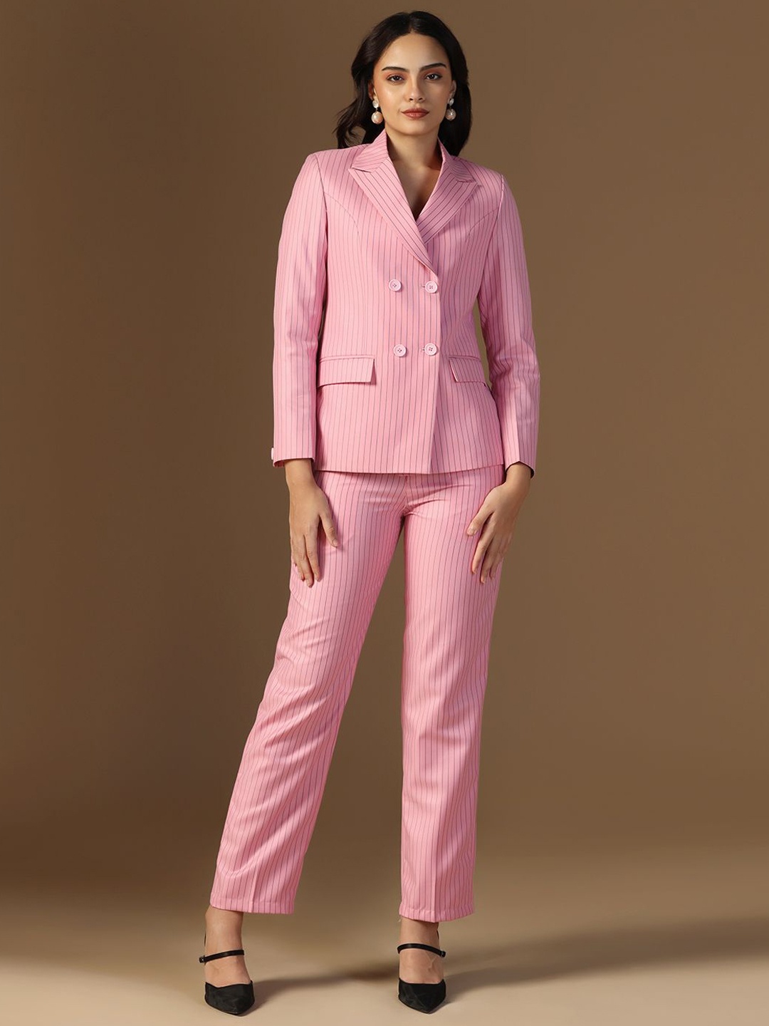 

TAHVO Women Single-Breasted Two-Piece Suit, Pink