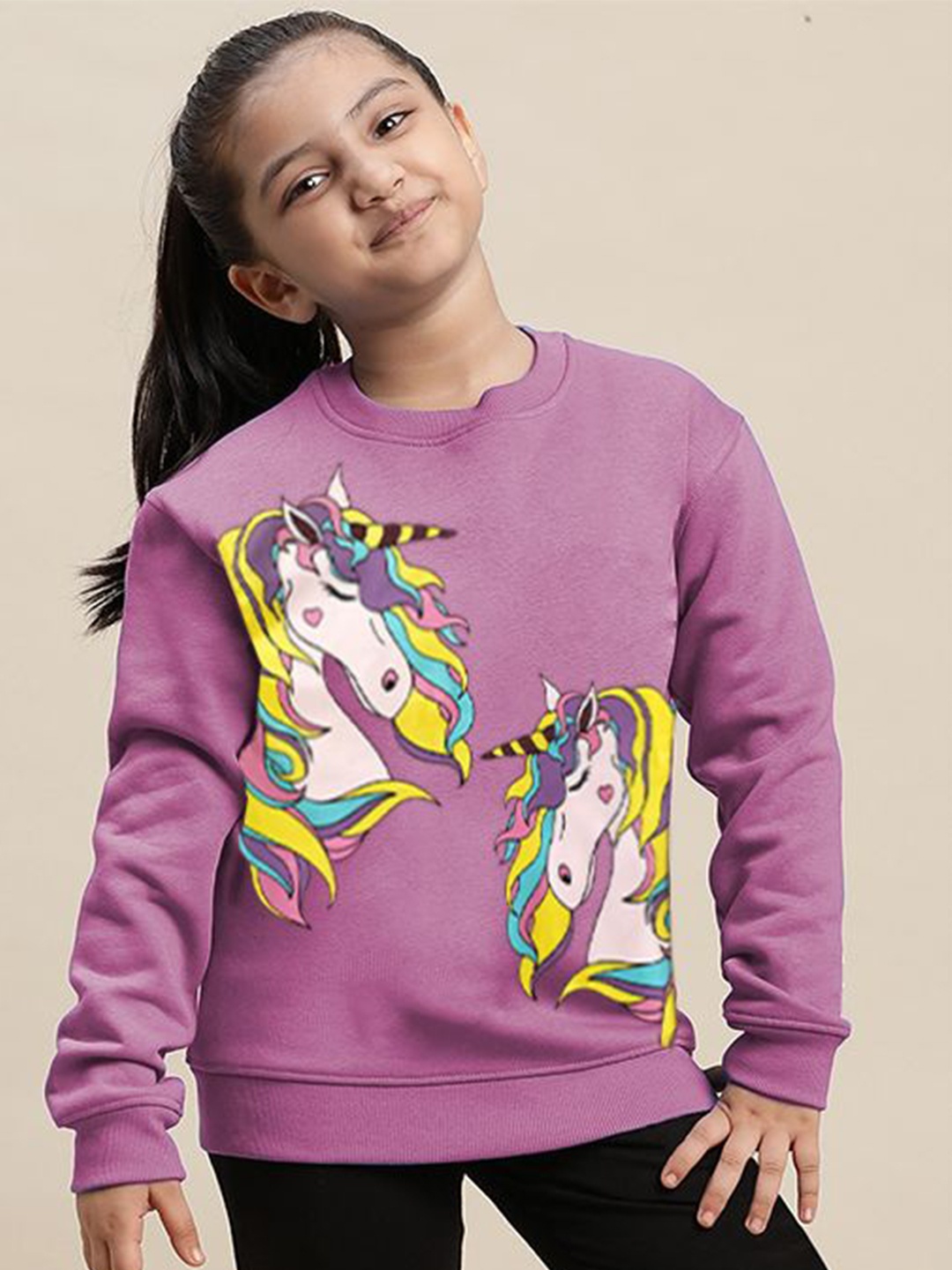 

Kids Ville Girls Unicorn Printed Regular Fit Sweatshirt, Pink