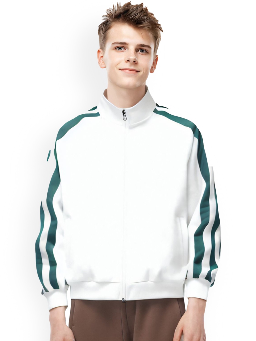 

StyleCast x Revolte Men Striped Lightweight Sporty Jacket, White