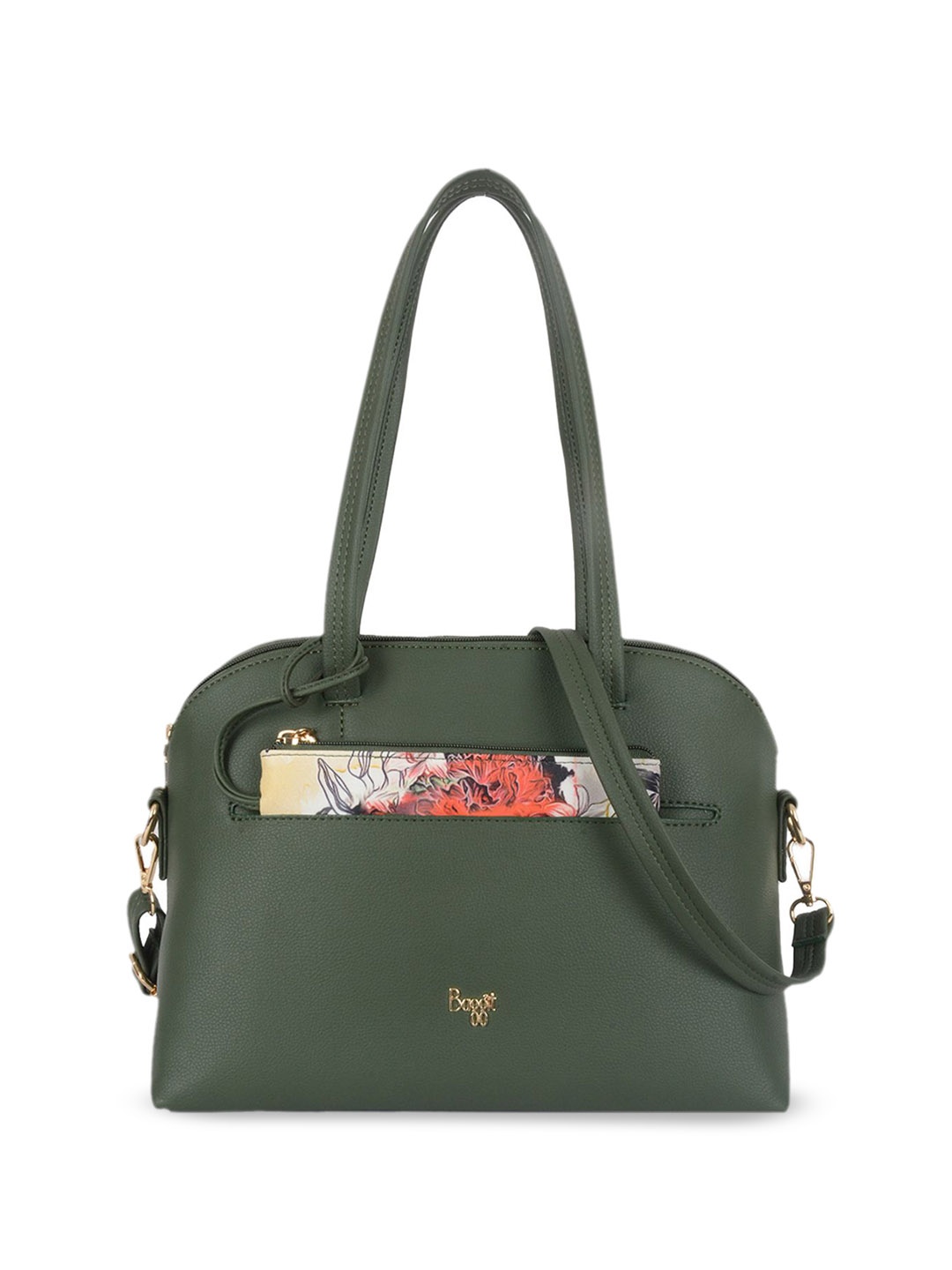 

Baggit PU Structured Shoulder Bag with Applique, Green