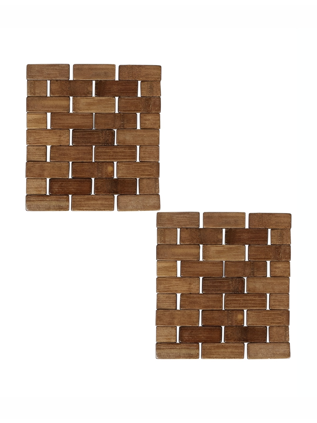 

HOKIPO Brown 2 Pieces Textured Bamboo Square Coasters