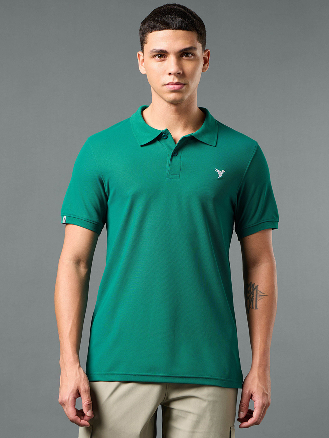 

Technosport Men Anti-Static Slim Fit Polo T-shirt, Green