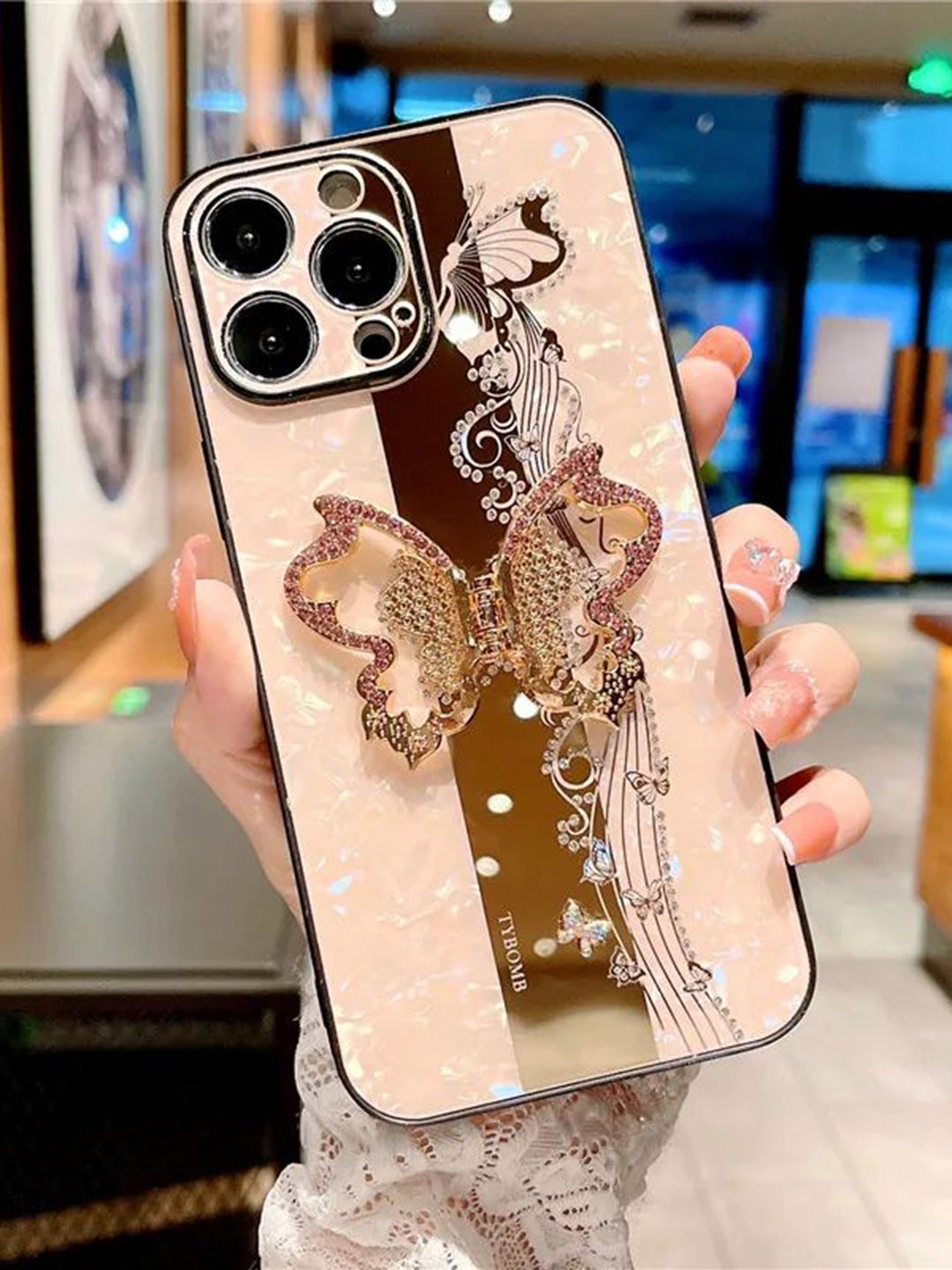 

Luxury Kase Quirky Printed iPhone 13 Pro Back Case Mobile Accessories, Rose gold