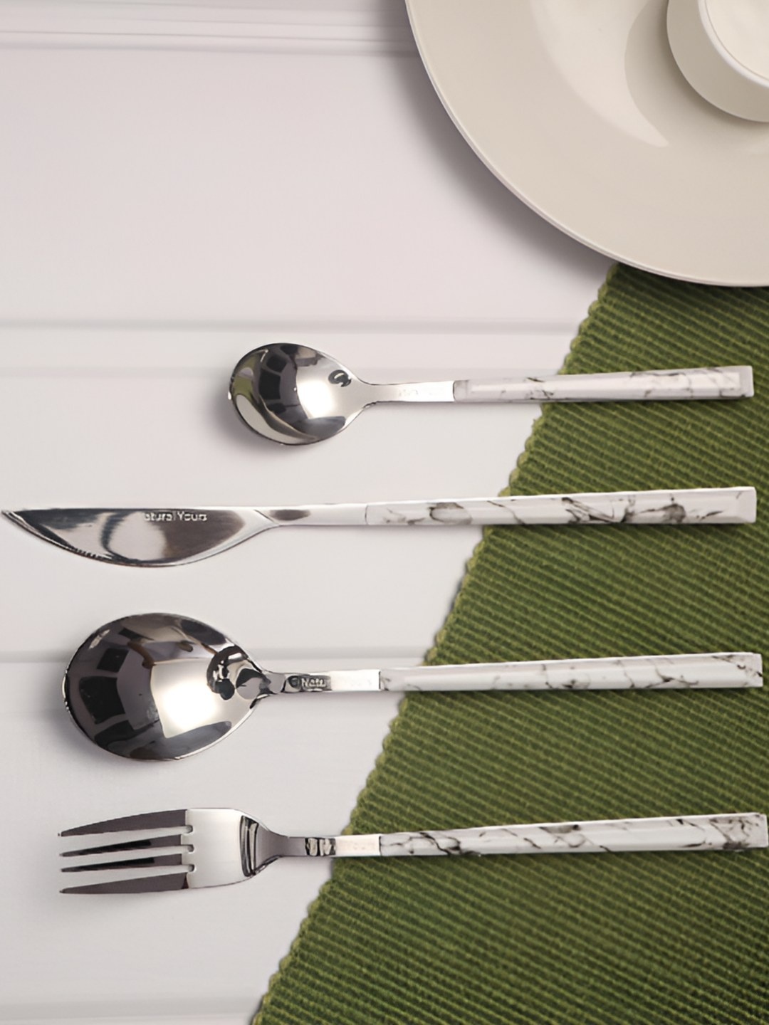 

Naturall Yours X Home Ariano Set Of 16 Pieces Silver Flatware Set, Steel