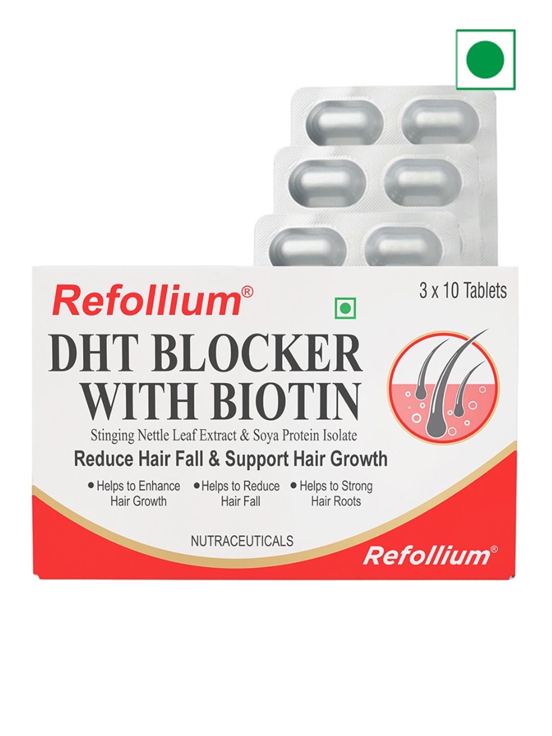 

refollium DHT Blocker With Biotin Tablets- 30 Tablets, Red