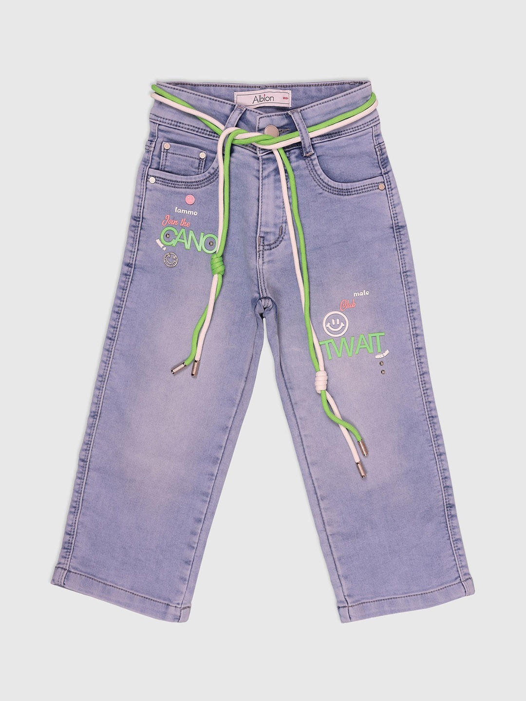 

Albion By CnM Girls Straight Fit Printed Stretchable Jeans, Blue