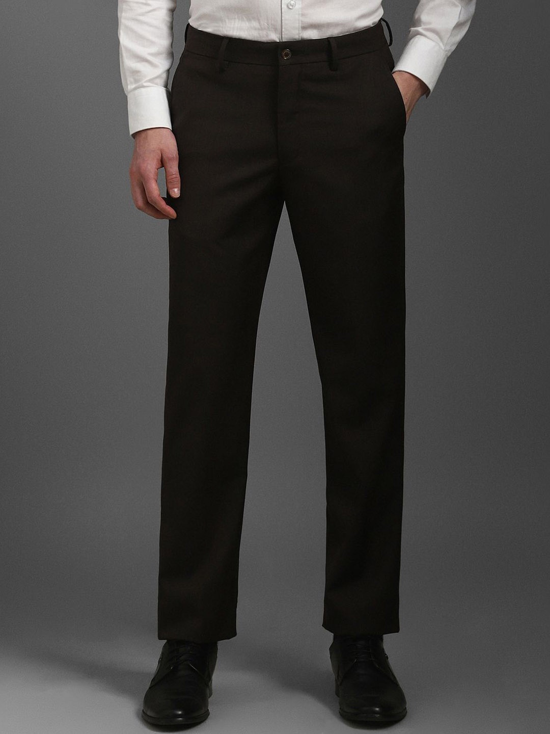 

Louis Philippe Men Mid-Rise Slim Fit Formal Trousers, Brown