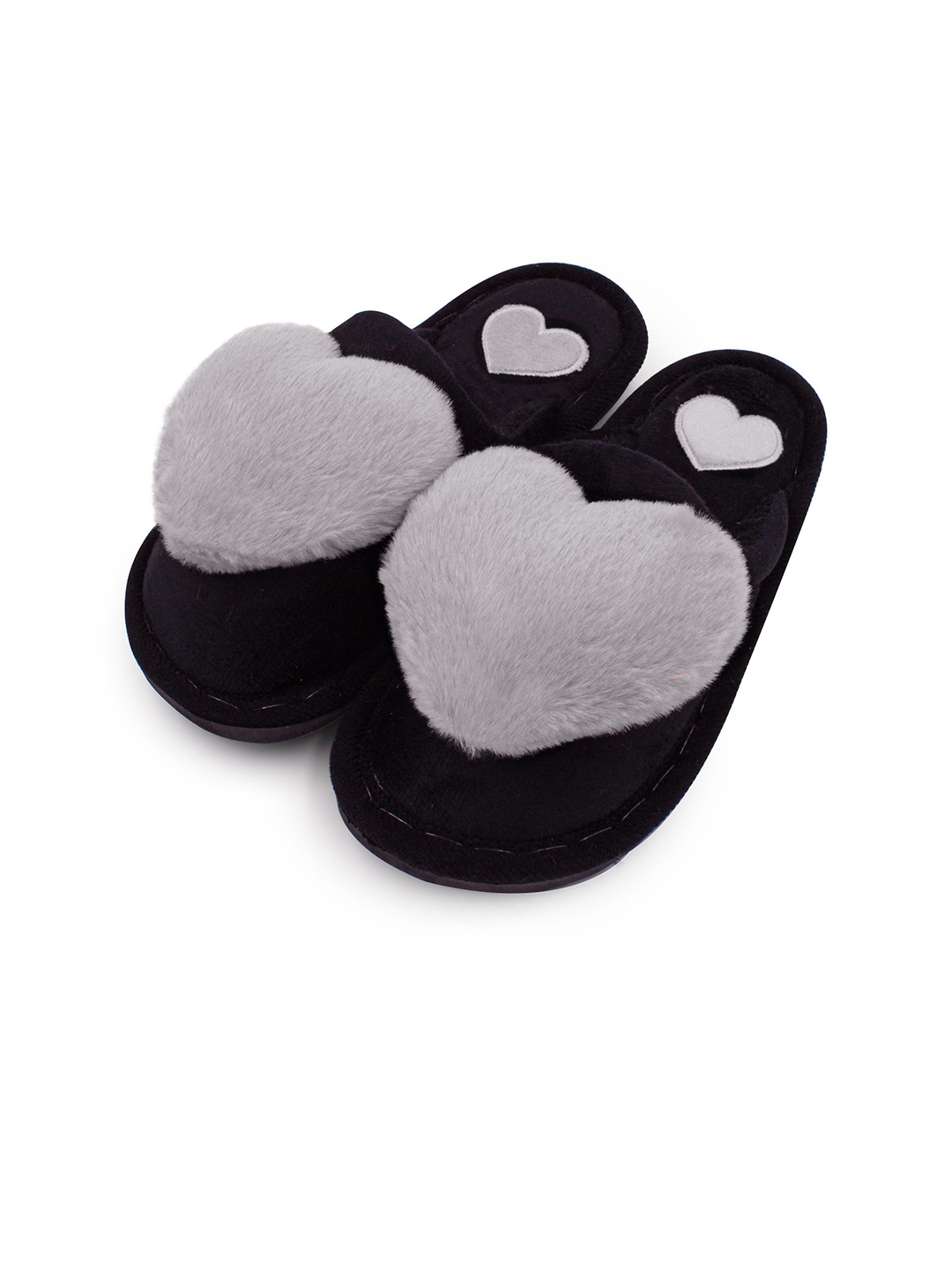 

JENNA Women Fur Winter Room Slippers, Black