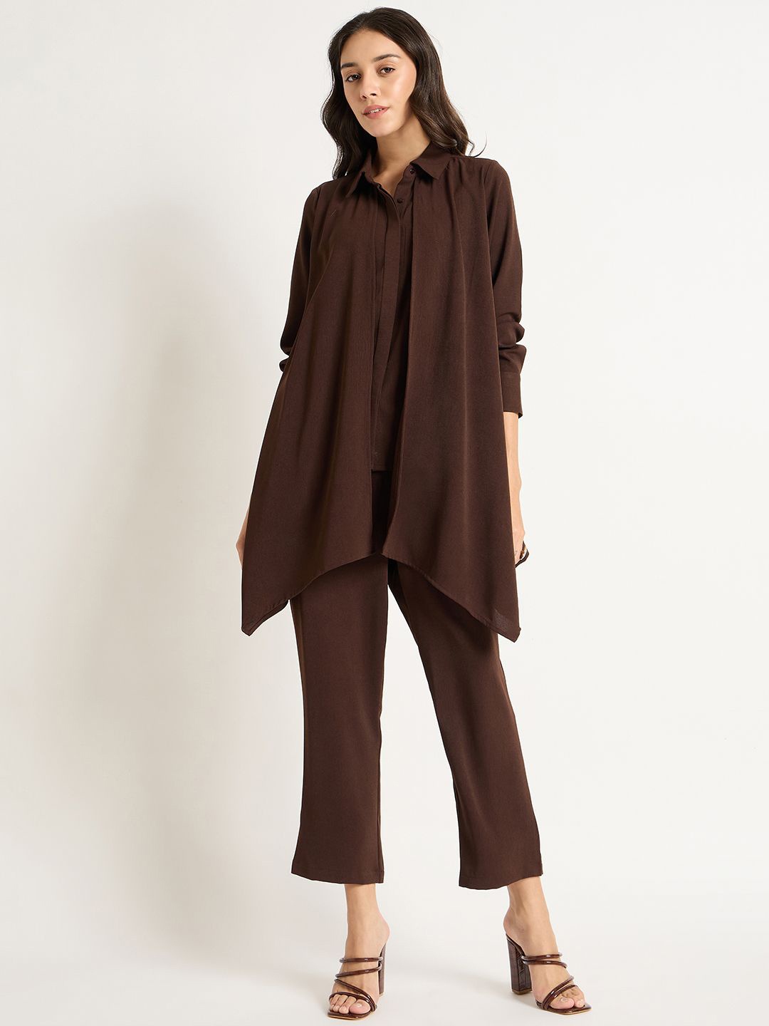 

FEMMELLA Shirt Collar Tunic With Trousers, Brown