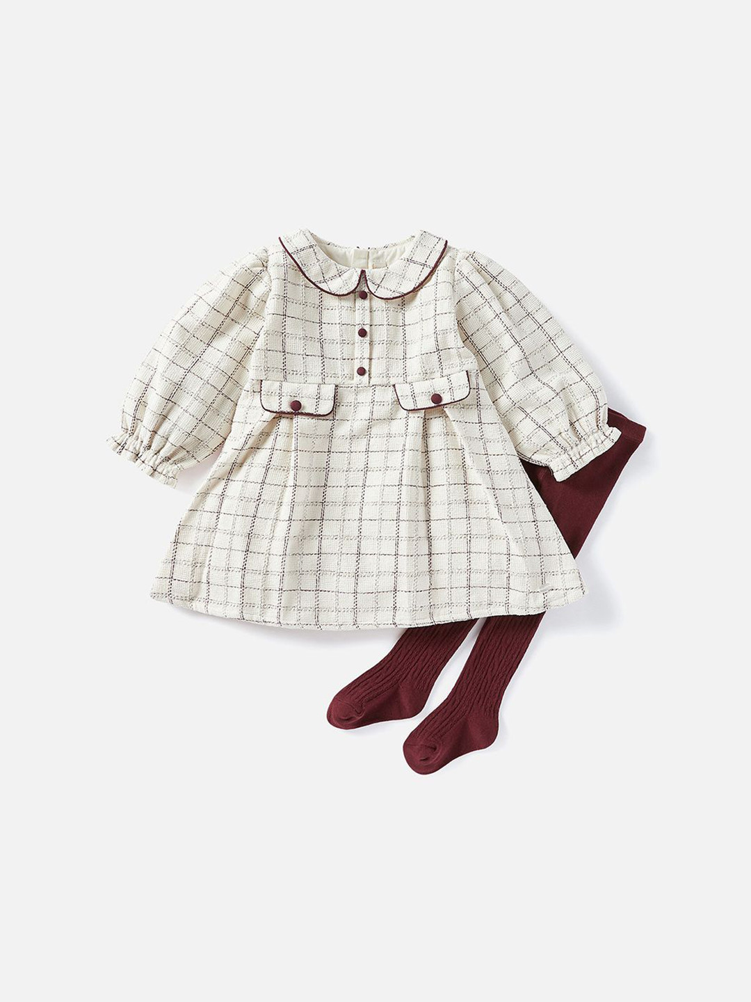 

Giggles by Babyshop Girls Checked A-Line Dress, White
