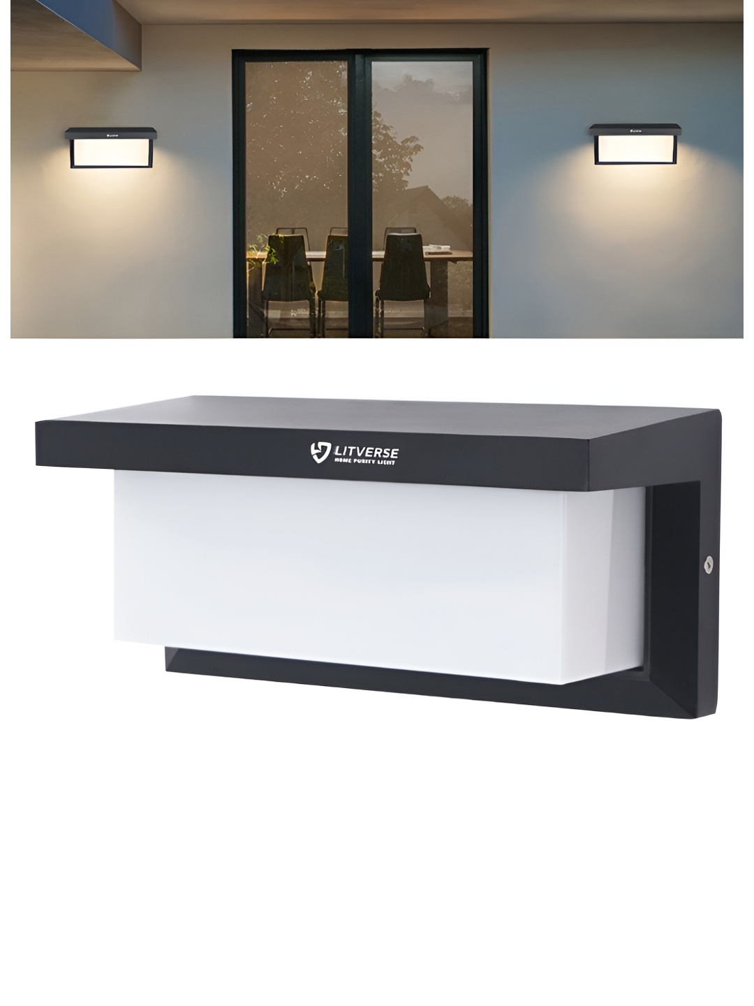 

LITVERSE White & Black Outdoor Solar Wall Light