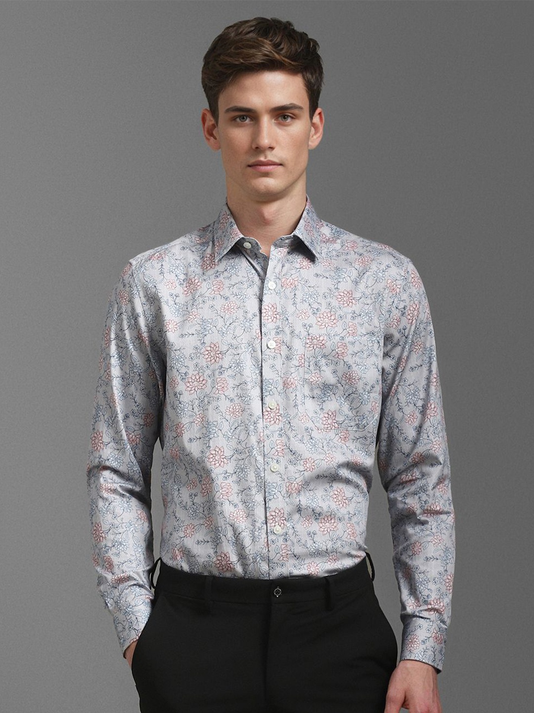 

Louis Philippe Classic Floral Printed Formal Shirt, Grey