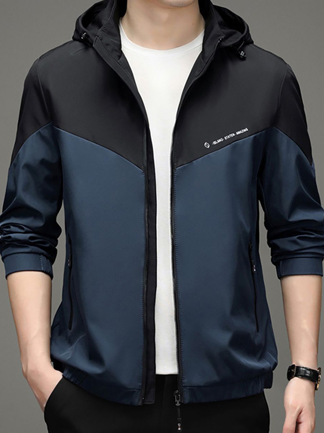 

StyleCast x Revolte Men Lightweight Open Front Jacket, Blue