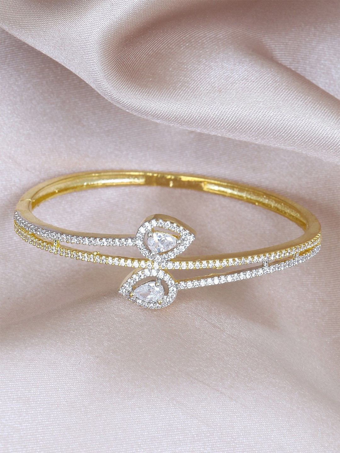 

Adwitiya Collection Gold-Plated CZ Studded Bangle-Style Bracelet