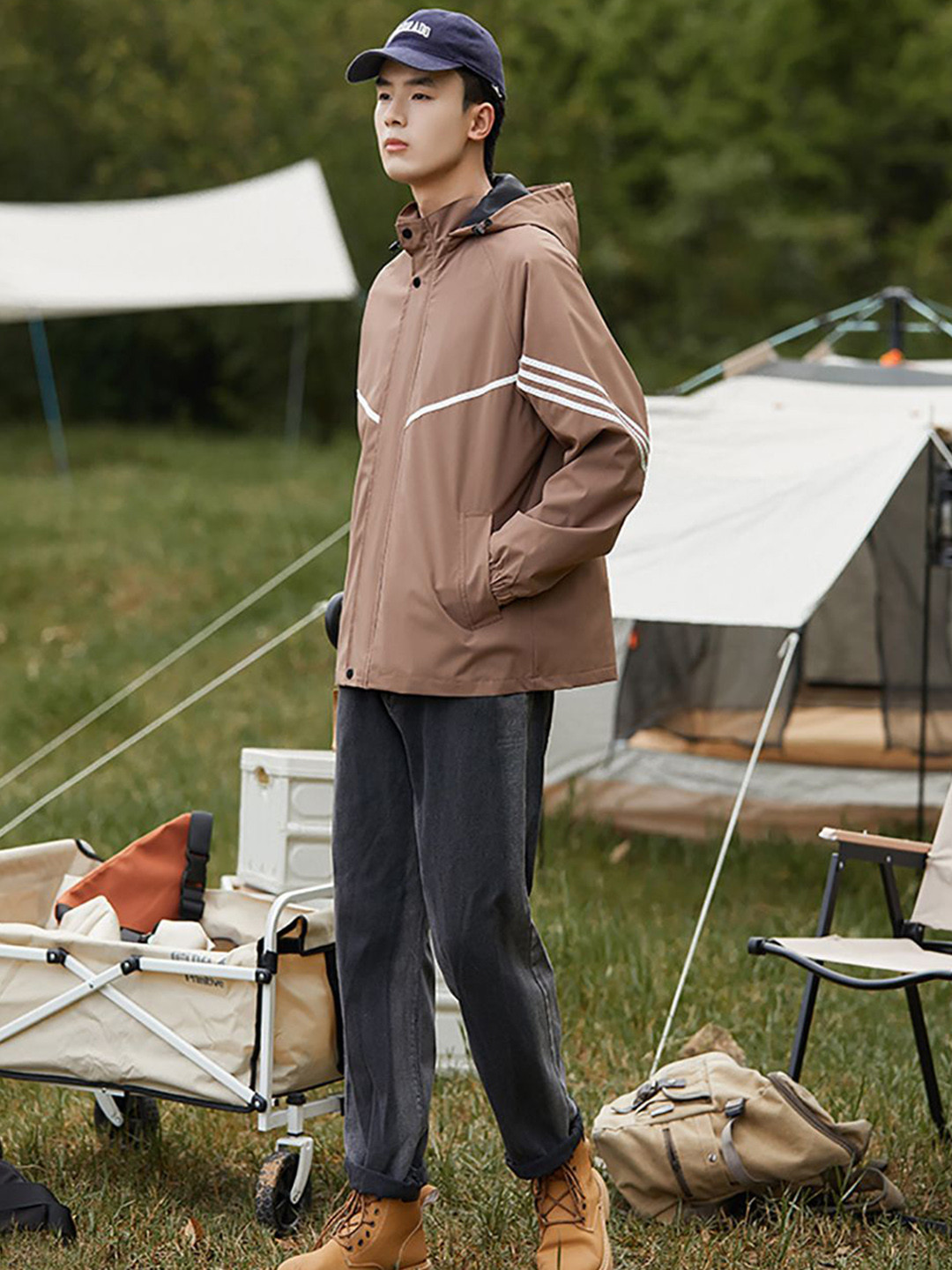 

StyleCast x Revolte Men Lightweight Open Front Jacket, Brown