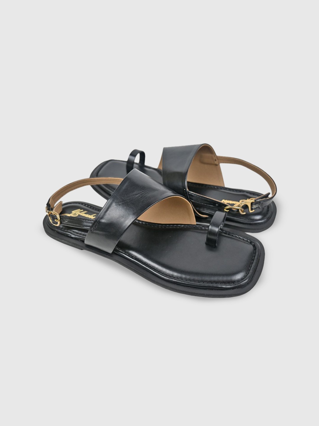 

yellowsoles Women One Toe Flats with Buckles, Black