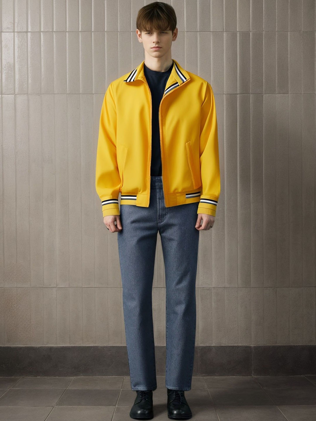 

StyleCast x Revolte Men Lightweight Tailored Jacket, Yellow