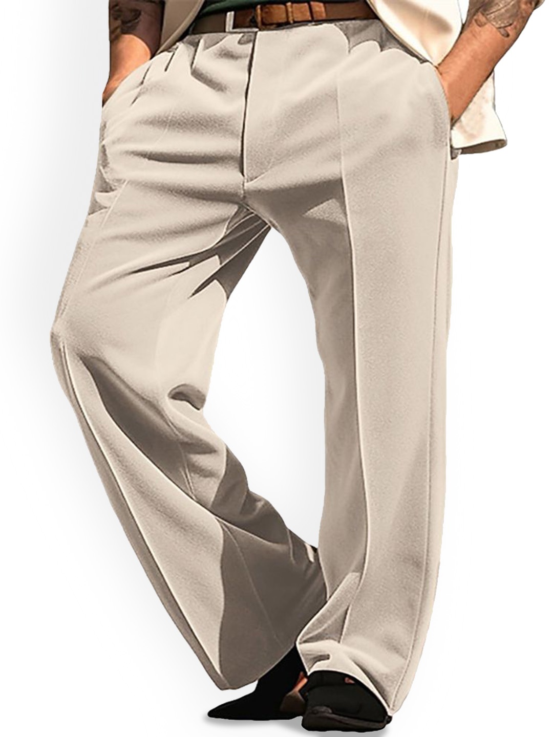 

StyleCast x Revolte Men Mid-Rise Formal Trousers, Khaki