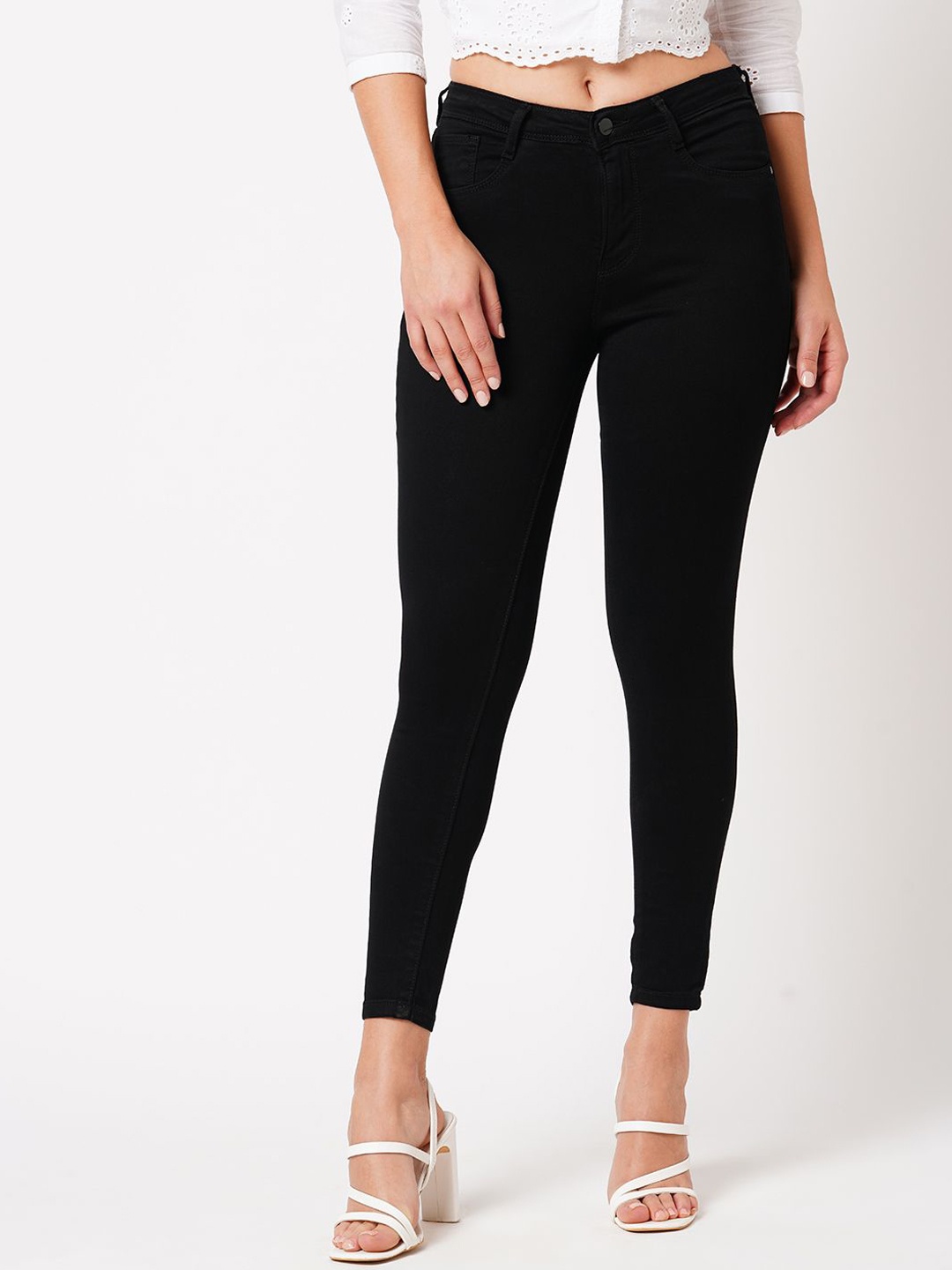 

Kraus Jeans Women Skinny Fit High-Rise Jeans, Black