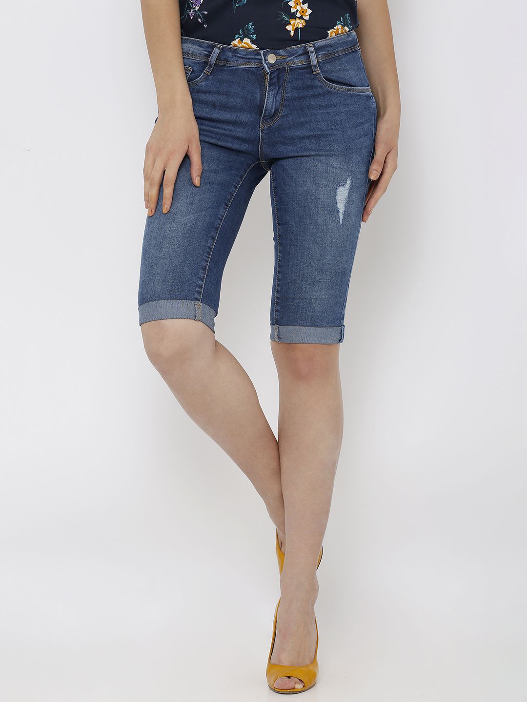 

Kraus Jeans Women High-Rise Slim Fit Capris, Blue